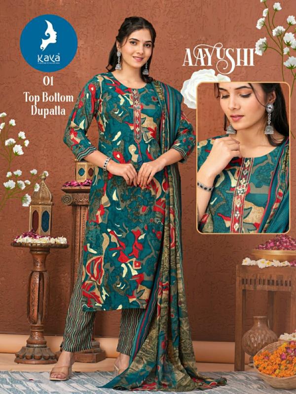 Kaya Aayushi Heavy Rayon Kurti Pant With Dupatta Collection